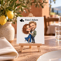 Personalised Anniversary Caricature Place Cards with Mini Easels