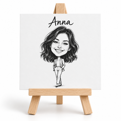 Personalised Anniversary Caricature Place Cards with Mini Easels