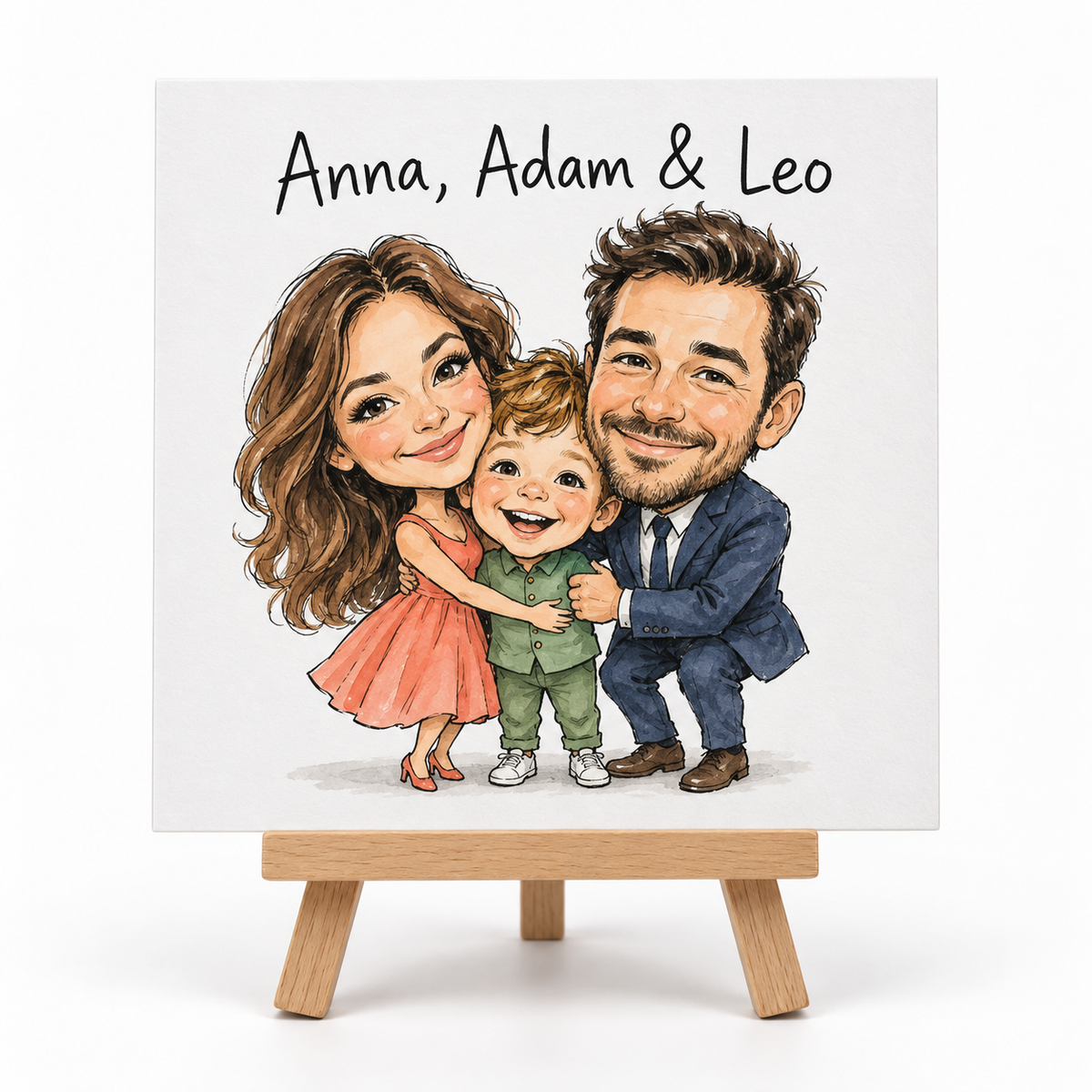 Personalised Anniversary Caricature Place Cards with Mini Easels