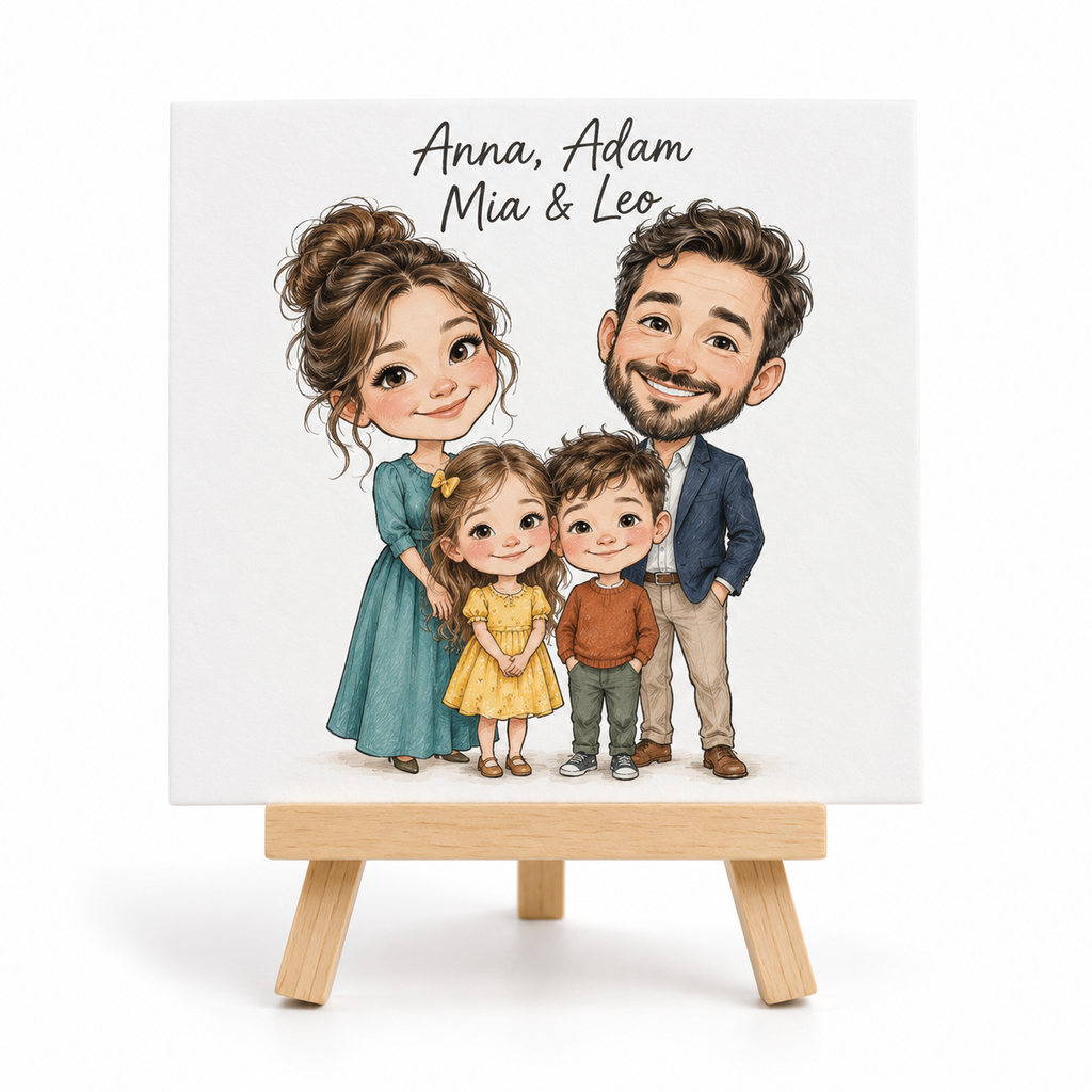 Personalised Wedding Caricature Place Cards with Mini Easels